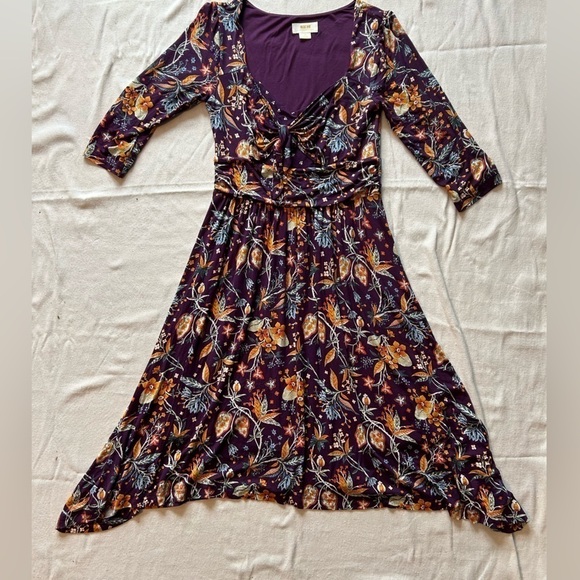 Anthropologie Dresses & Skirts - Maeve By Anthropologie Dress; Purple w/ Botanical Pattern; Size S; 3/4 Sleeve